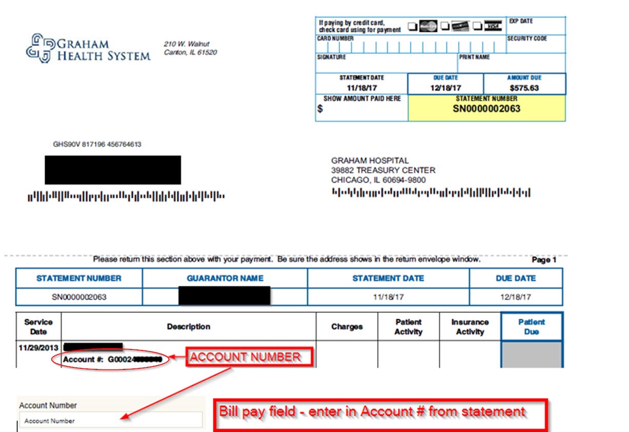 Showing the account number field on a sample bill