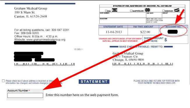 Showing the account number field on a sample bill